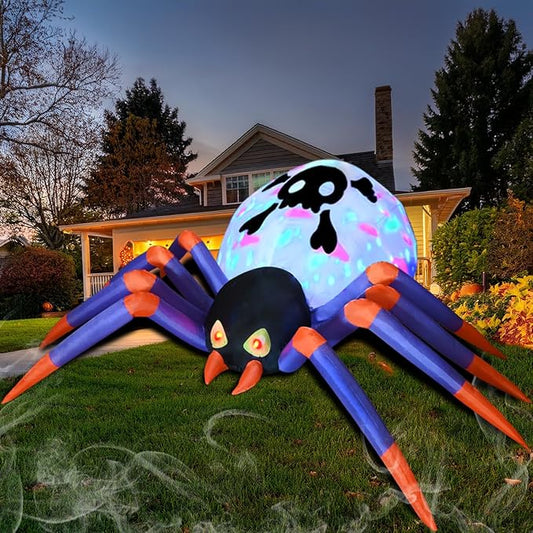 12FT Halloween Inflatables Spider, Halloween Outdoor Inflatable Decoration Blow Up Spider Yard Decoration with Build in LED Light for Halloween Holiday Party Patio Lawn Yard Garden