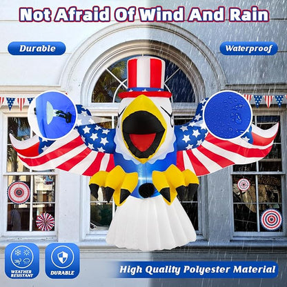4th of July Patriotic Inflatable Eagle Window Decorations, 4FT Fourth of July Blow Up Inflatable Independence Day Decorations Built-in LEDs for Holiday Party Indoor Outdoor Yard Garden Decor