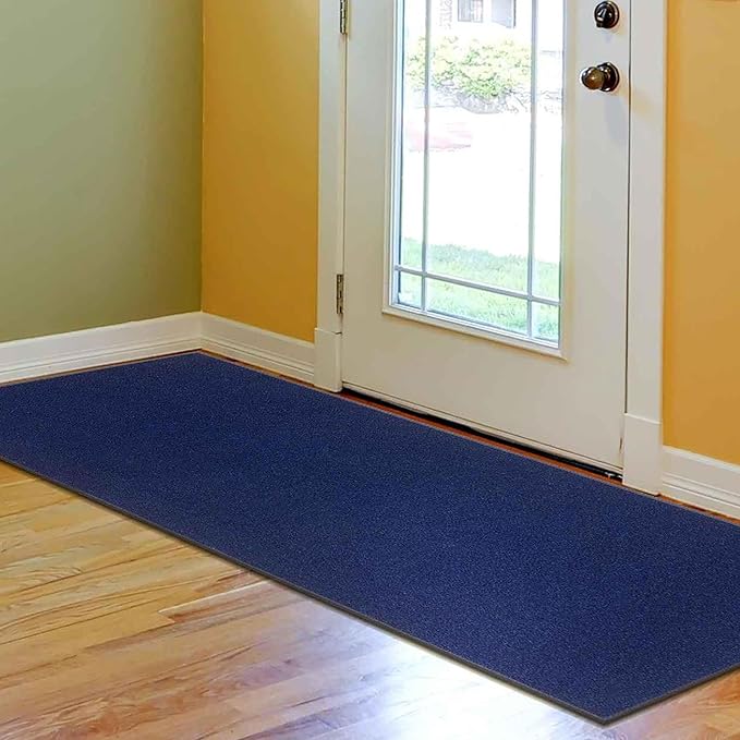 Machine Washable Modern Solid Design Non-Slip Rubberback 3x10 Traditional Runner Rug for Hallway, Kitchen, Bedroom, Living Room, 2'7" x 9'10", Navy