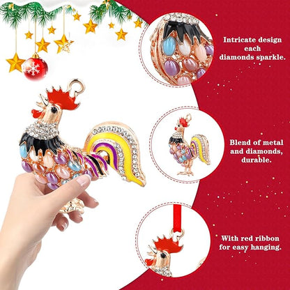 WhatSign Metal Chicken Ornaments - Farm Animal Gift for Christmas Tree Decorations