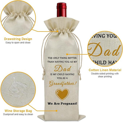 New Grandfather Father's Day Gift Wine Bag Grandpa to Be Gifts Pregnancy Announcement Gifts for Grandpa Wine Accessories Gifts for Wine Lovers Promoted to Grandpa Gifts Wine Bottle Decoration Bag