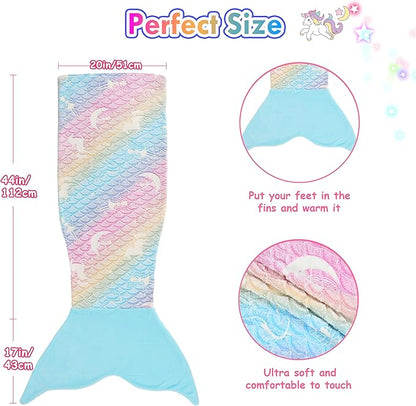 Catalonia Mermaid Tail Blanket for Girls, Glow in The Dark Mermaid Sleeping Bag for 3-14 yrs Kids, Birthday Gift for Daughter