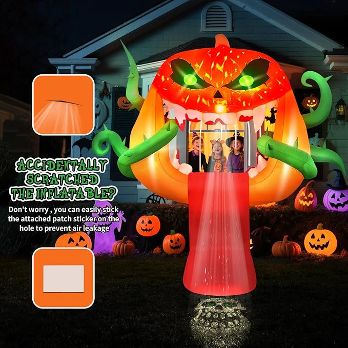 Kalolary 5FT Halloween Inflatables Pumpkin Ghost Trunk or Treat Car Decorations, Blow Up Pumpkin Outdoor Decorations with Built-in Rotating Light & Projection Lights for Yard Lawn Car SUV Decors