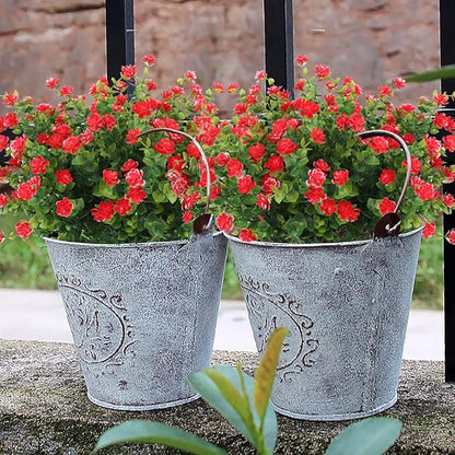 RECUTMS 12 Bundles Artificial Plants Artificial Eucalyptus Front Porch Decor Faux Spring Flowers, Fake Indoor Outdoor Greenery for Wedding Party Home Garden Fireplace Décor(Red)