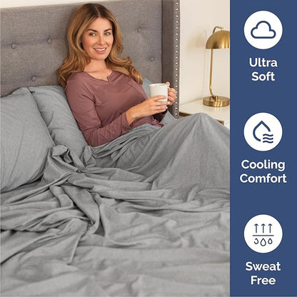 CGK Linens Queen 6 Piece Sheet Set - Cooling Sheets for Hot Sleepers - Hotel Luxury Bedding Set with 8-16 Inch Deep Pockets - 1 Flat & 1 Fitted & 4 Pillowcases - Soft & Wrinkle Free - Heathered Grey