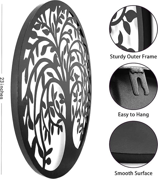 Remenna Metal Wall Art-Tree of Life Wall Decor 23inch Family Tree Metal Wall Hanging Bedroom Living Room Decor Outdoor Decoration (black)