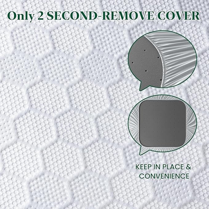 Firm Mattress Topper Full Size, 4 Inch High Density Support Foam with Washable Protector, Charcoal Bed Topper with Ventilated Design for Back Pain&Pressure Relief,CertiPUR-US