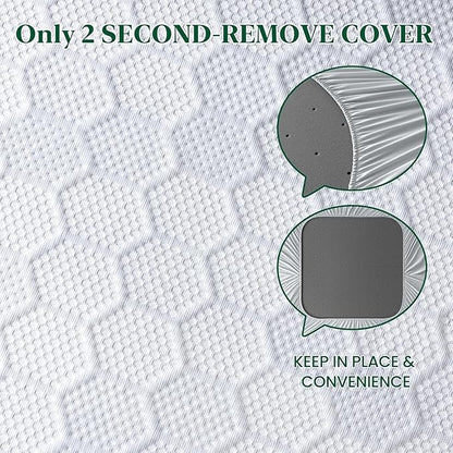 Firm Mattress Topper Full Size, 4 Inch High Density Support Foam with Washable Protector, Charcoal Bed Topper with Ventilated Design for Back Pain&Pressure Relief,CertiPUR-US