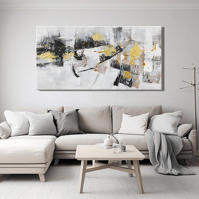 Black Gold Abstract Wall Art Decor Maximalist Home paintings Decor Wall Art Prints Wall Decorations Modern Artwork Pictures for Living Room Wall Bedroom Kitchen Office Decor 24"×48"