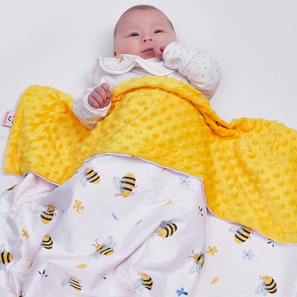 Baby Blanket for Boys Girls Super Soft Blanket,Fluffy WarmLightweight Baby Receiving Blankets,Double Layer with Dotted Backing for Toddler Nursery (Bee, 30 * 40inch)