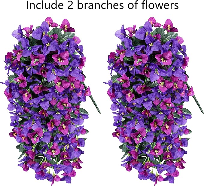 Faux Bougainvillea Artificial Flowers Plants for Outdoor Outside Spring Decoration, 2pcs Fake Silk Long Trailing Vines UV Resistant Realistic for Front Door Porch Planter Urn Patio Balcony Yard, Mix