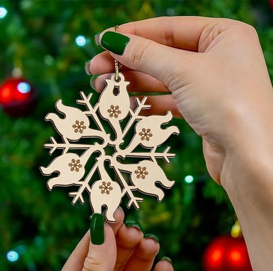 Cat Butt Wooden Snowflake Ornament - Funny 2024 Holiday Decoration for Cat Lovers - Unique Christmas Tree Decor - Laser-Cut Wooden Ornament