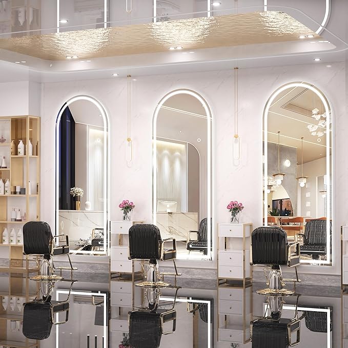 Hasipu 95" X 40" Full Length Mirror with Lights, White Frame Arch Led Mirror Full Length and 3 Colors Temperatures & Brightness Adjustable,Light Up Mirror Full Body for Bedroom Cloakroom Living Room