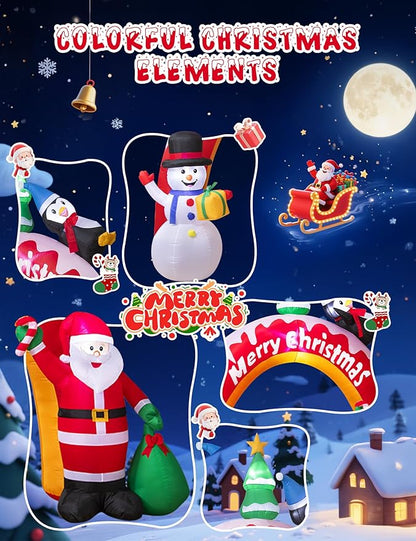 10FT Christmas Inflatables Archway with Santa Claus, Snowman & Christmas Tree, Large Blow Up Outdoor Decorations with 5 LED Lights, Self-Inflate Christmas Arch for Yard Lawn Patio Holiday Decoration