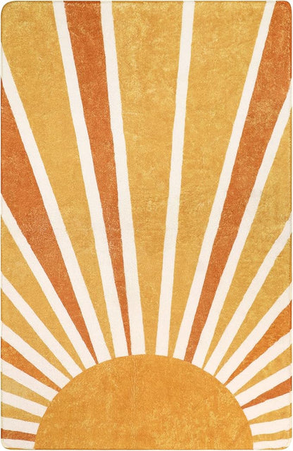 Lahome Sun Print Machine Washable Area Rugs-4x6 Rug for Bedroom, Large Non-Slip Throw Rugs for Living Room, Boho Kids Nursery Rug Carpet for Entryway Dinning Room Office Rug Decor (4'x6', Rainbow Sun)