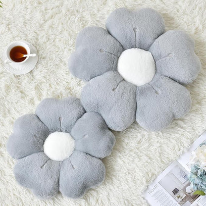 Flower Pillow, Flower Shaped Pillow Decorative Throw Pillows for Bed Couch, Cute Daisy Pillow Dorm Decor Floor Seating Cushion (Grey, 19.6 Inches)