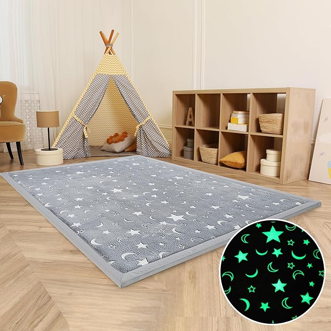MAXYOYO Baby Play Mat, 1.2" Thick Memory Foam Soft Padded Carpet with Non-Slip Backing, Japanese Tatami Rug Living Room for Kids Toddler Children Nusery