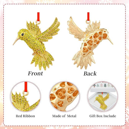 PETCEE Hummingbird Ornaments for Christmas Tree - Gold Bird Christmas Ornament Metal Hummingbird Ornaments Hanging Decor Keepsake Gifts for Women Mother Wife Grandma Friends