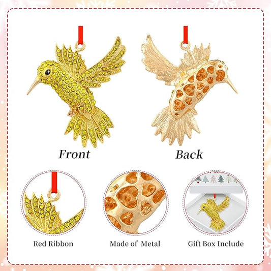 PETCEE Hummingbird Ornaments for Christmas Tree - Gold Bird Christmas Ornament Metal Hummingbird Ornaments Hanging Decor Keepsake Gifts for Women Mother Wife Grandma Friends