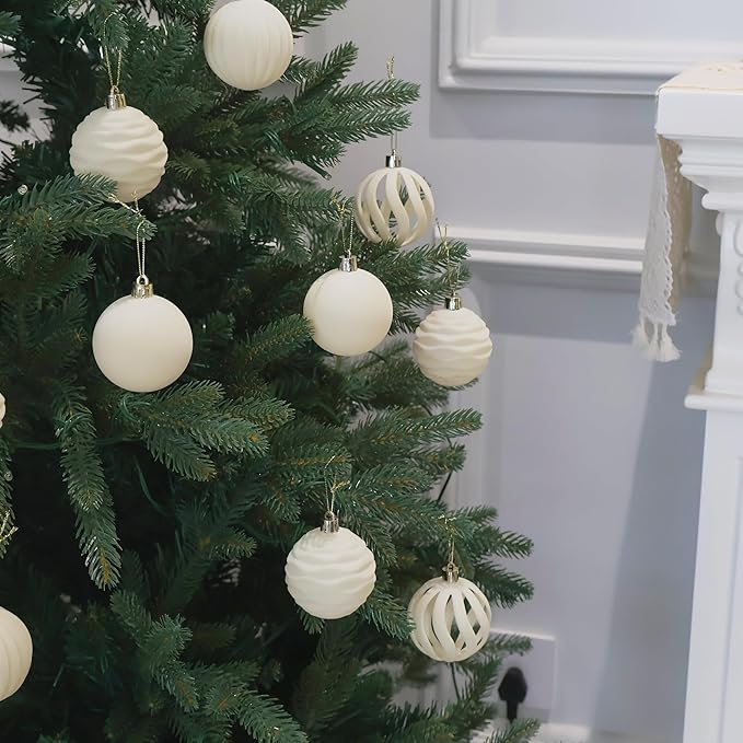 20 pcs Velvet Ornaments for Christmas Tree, 2.36 inch Flocked Christmas Balls Set Assortment for Xmas Tree Holiday Decor