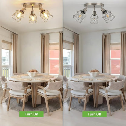 WILON Semi Flush Mount Ceiling Light 3-Light Brushed Nickel Close to Ceiling Light Fixtures, Kitchen Light Fixtures Ceiling Mount E26 Base Multi-Directional Ceiling Lamp Modern Hallway Light Fixtures