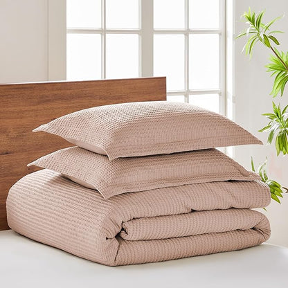 Levtex Home - Cloud Waffle Comforter Set - Twin Comforter + One Standard Pillow Case - Waffle Weave - Blush - Comforter (68 x 88in.) and Pillow Case (26 x 20in.) - Cotton