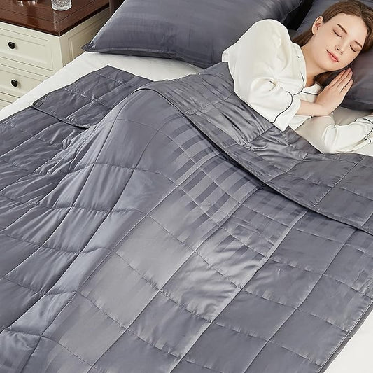 Weighted Blanket (36"x48" 5lbs) Weighted Blanket Cooling Blanket for Sleeping,Throw Size Breathable Blanket with Premium Glass Bead(Stripe Grey)