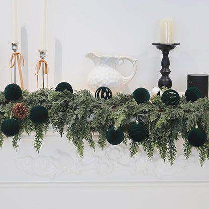 6inch Big Velvet Christmas Ornaments for Xmas Trees, 2 pcs Flocked Christmas Balls Sets for Holiday Decor