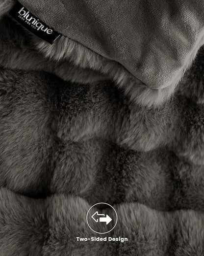 Ultra Soft Cozy Faux Fur Throw Blanket-Fuzzy Plush Thick Bubble Blanket, Fluffy Blanket for Couch, Sofa, Bedroom, and Living Room, 50x60 Inches, Dark Grey