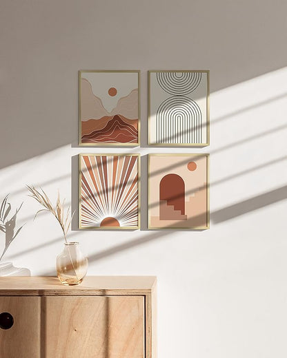 HAUS AND HUES 8x10 Gold Metal Picture Frames - Features Premium Aluminum, Vertical & Horizontal Hang, Shatterproof Plexiglass - Ideal for Home, Room, Office (8x10 in, Gold, Set of 9)