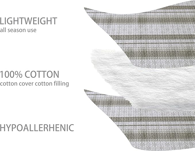 Homzard Quilts Queen Size,Grey White Snowflake Striped Quilt Bedspread Set,Cotton Boho Gray Comforter Set, Lightweight Comforter Queen Size (90 * 98 inches) and 2 Pillow Shams