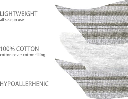 Homzard King Size Quilt Set, Grey White Snowflake Striped Comforter Set,Cotton Gray Bedspread King Size, Lightweight Comforter Fall Bedding 3 Piece All Season