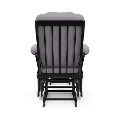 Storkcraft Tuscany Custom Glider and Ottoman with Free Lumbar Pillow (Black/Slate Gray Swirl) - Cleanable Upholstered Comfort Rocking Nursery Chair with Ottoman