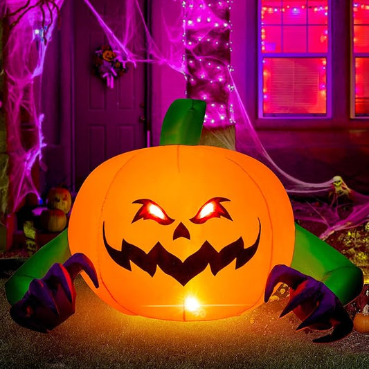 Halloween Inflatable Outdoor Decorations, Pumpkin Blow Up Halloween Yard Decorations, 4 FT Pumpkin Decor for Yard,Party,Garden