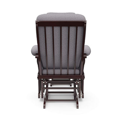 Storkcraft Tuscany Custom Glider and Ottoman with Free Lumbar Pillow (Espresso/Slate Gray Swirl) - Cleanable Upholstered Comfort Rocking Nursery Chair with Ottoman