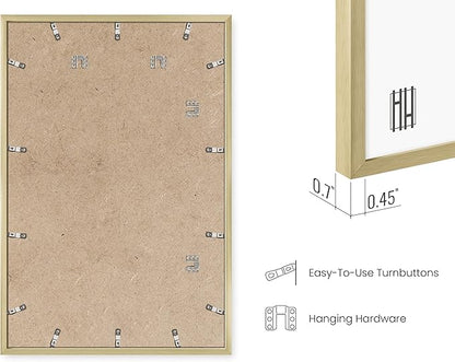 HAUS AND HUES Gold Frames 24x36 Set of 3 - Large Picture Frames 24x36, Poster Frames 24 x 36 Inches, 24 by 36 Poster Frames, Gold Picture Frame Set, 24x36 Frame for Art Display (Aluminum Frames)
