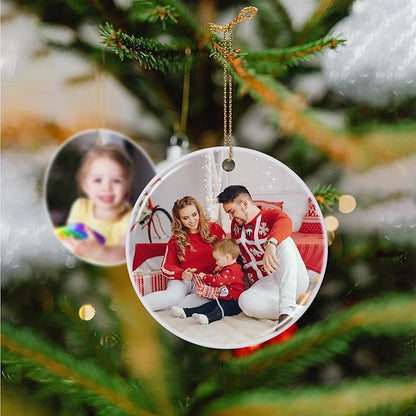 2 Pack Personalized Christmas Ornaments 2025, Picture Ornaments for Christmas Tree, Customized Gifts for Newborn, Couples, Women, Men, Family, Friend
