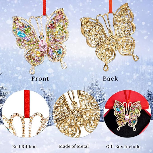 PETCEE Butterfly Christmas Ornaments 2025 - Monarch Butterfly Hanging Ornaments for Christmas Tree Decorations Monarch Keepsake Gifts for Girl Friend Daughter Sister Mother Granddaughter