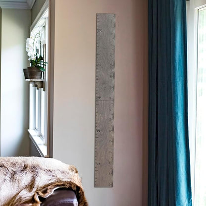 Growth Chart for Wall - Height Chart for Kids, Growth Chart for Kids, Measuring Board for Kids Height, Wooden Growth Chart for Wall, Height Measurement for Wall - Gray (63"x6.7")