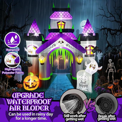 Kalolary 12FT Halloween Inflatables Haunted House Castle Archway with LED Lights, Giant Ghost Pumpkin Arch Blow Up Halloween Outdoors Yard Decoration Scary Inflatable for Garden Lawn Indoor Decor