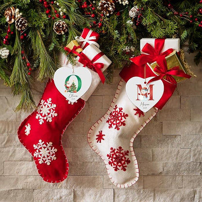 Letter Name Ornament, Personalized Christmas Ornaments, Custom Initial A-Z Ceramic Heart Ornament 2025, Customized Monogrammed Ornaments for Christmas Tree