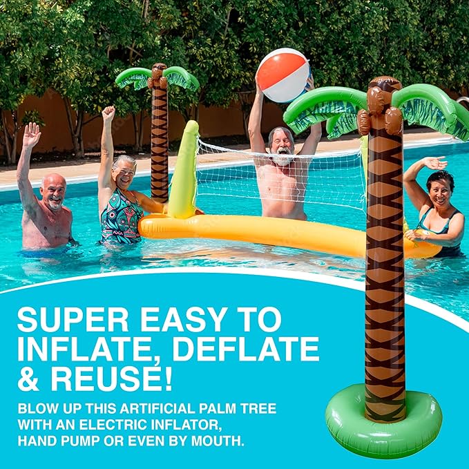 Giant Inflatable Palm Trees - 2 Pack - 6 Foot Super Sturdy Trees for Luau Parties, Beach Decor, Poolside Ambiance, Tropical Theme Decor & Outdoor Fun, Easy Inflation
