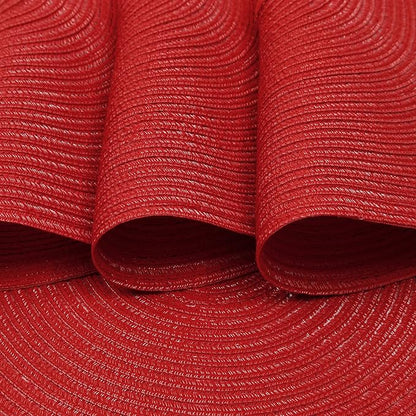 SHACOS Round Braided Placemats 15 inch Set of 4 Washable Kitchen Table Placemats for Home Wedding Party (Red, 4)
