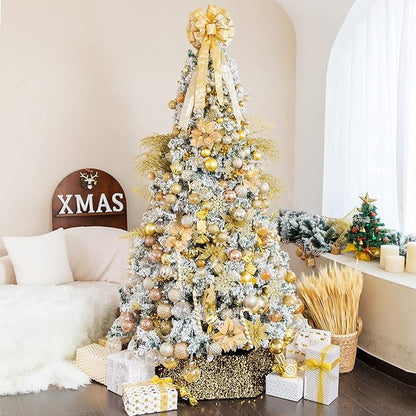 3.15" Christmas Ball Ornaments Glitter Shatterproof Christmas Tree Ornaments Sequin Xmas Hanging Balls Decorations for Wedding Party Holiday(Gold, 12pc-8cm)