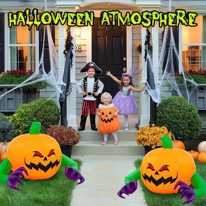 Halloween Inflatable Outdoor Decorations, Pumpkin Blow Up Halloween Yard Decorations, 4 FT Pumpkin Decor for Yard,Party,Garden