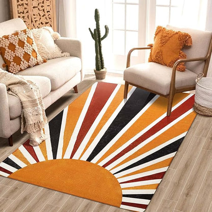 Lahome Boho Bedroom Rug - 3x5 Area Rugs for Living Room Washable Kitchen Rugs Throw Non-Slip Entryway Rug Rainbow Sun Print Kids Nursery Rug Colorful Abstract Capet for Bathroom Office Laundry Room