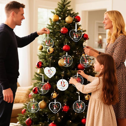 Personalized Christmas Ornaments with Names, Name Ornaments for Christmas Tree, Custom Snowman Letter Christmas Ornament for Kids and Adults, Stocking Name Tags