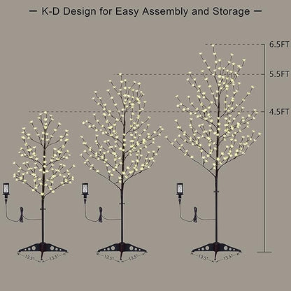 Lightshare LED Lighted Cherry Blossom Tree, 4FT, 5FT and 6FT, Warm White, Pack of 3, Decorate Home Garden, Summer, Wedding, Birthday, Christmas Holiday, Party, for Indoor and Outdoor Use