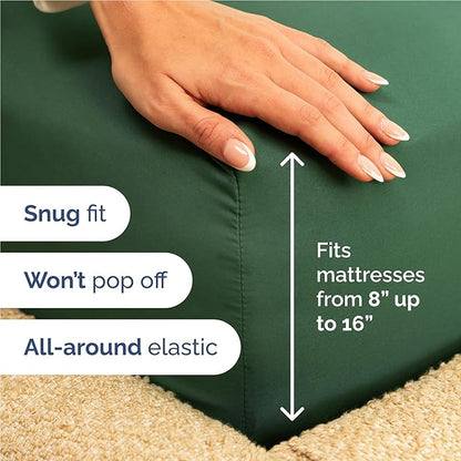 CGK Linens Full 6 Piece Sheet Set - Cooling Sheets for Hot Sleepers - Hotel Luxury Bedding Set with 8-16 Inch Deep Pockets - 1 Flat & 1 Fitted & 4 Pillowcases - Soft, Comfy and Wrinkle Free - Emerald