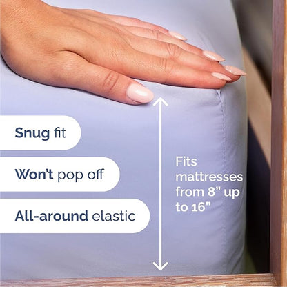 CGK Linens Full 6 Piece Sheet Set - Cooling Sheets for Hot Sleepers - Hotel Luxury Bedding Set with 8-16 Inch Deep Pockets - 1 Flat & 1 Fitted & 4 Pillowcases - Soft, Comfy and Wrinkle Free - Lavender